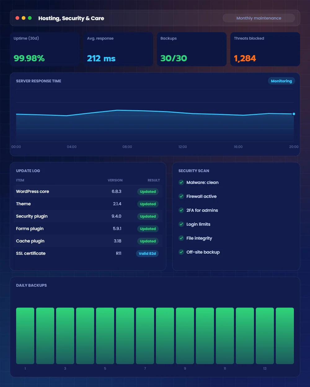 Website hosting, security and maintenance in Lahore